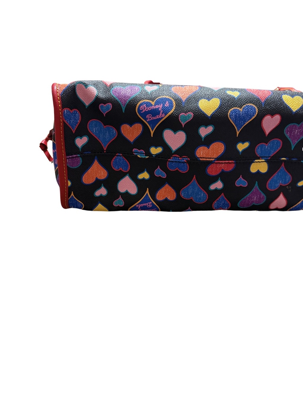 Dooney & Bourke Colorful Hearts Coated Canvas Print Tote with Red Trim - Picture 5 of 11